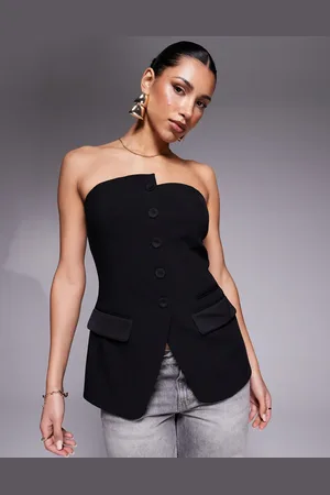 River Island – Elegantes, trägerloses Oberteil in im Smoking-Look