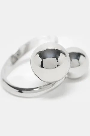 Reclaimed – Unisex-Ring in Silberoptik mit Wickel-Design und Kugel-Details
