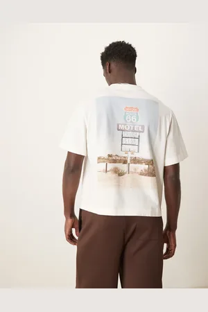 Abercrombie & Fitch – Verkürztes T-Shirt in mit Motivprint hinten