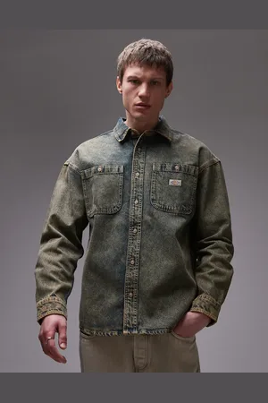 Dickies – Houston – Langärmliges Denim-Hemd in Indigo mit gelbem Farbverlauf