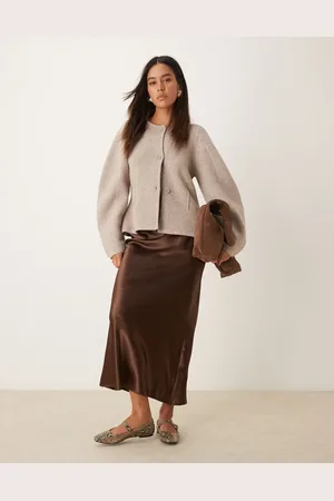 New Look – Satin-Midirock in mit Bias-Cut
