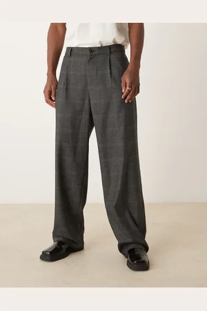 ASOS – Elegante Hose in kariert mit weitem Bein und Bundfalten vorn