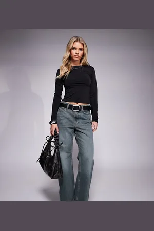 River Island – Straight Jeans in verwaschenem Dunkelblau mit lockerem Schnitt