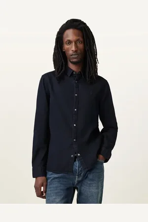 AllSaints – Gleason ls – Hemd in Blauschwarz