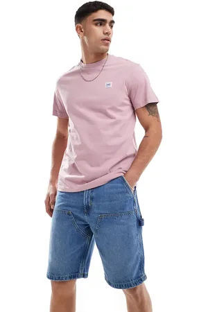 Lee – Locker geschnittene Carpenter-Shorts in mittelblauer Waschung mit doppelter Stofflage am Knie