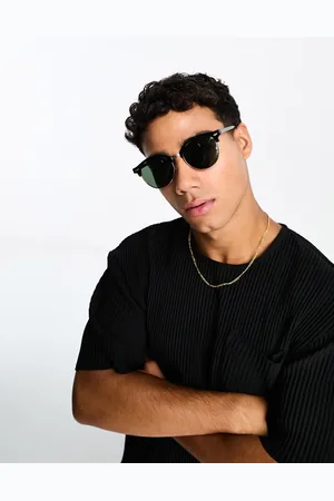 Only & Sons – Eckige Retro-Sonnenbrille in Schwarz