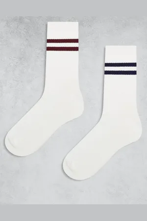 ASOS – 2er-Pack Socken in Creme mit Streifen