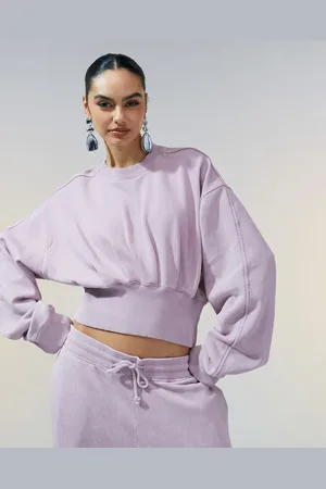 ASOS – Oversize-Sweatshirt in verwaschenem Mauve mit gerafftem Taillendetail, Kombiteil