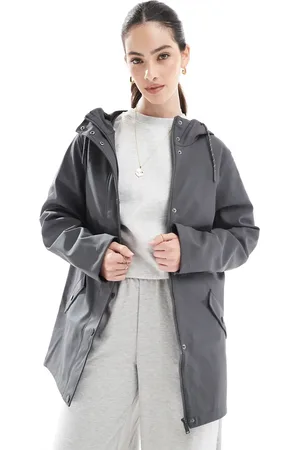 VERO MODA – Regenjacke in Asphalt- mit Kapuze