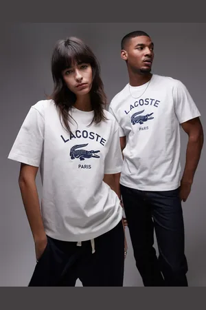 Lacoste – Locker geschnittenes Unisex-T-Shirt in mit Logoprint vorn