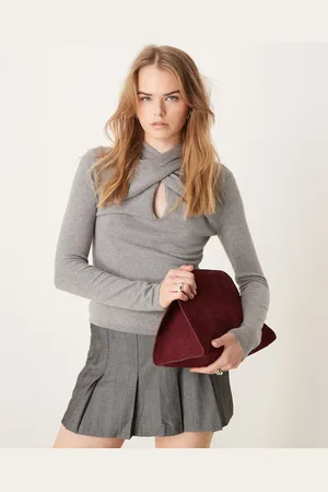 Abercrombie & Fitch – Oberteil in Anthrazit mit verdrehtem Detail vorne