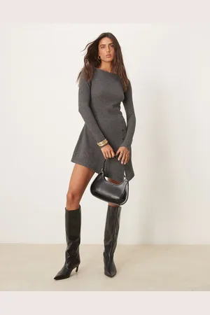 ASOS – Superweiches Minikleid in mit asymmetrischer Knopfleiste und U-Boot-Ausschnitt