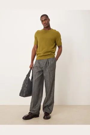 ASOS – Elegante Hose in meliertem mit weitem Bein und zwei Bundfalten
