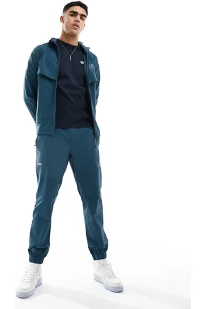 EA7 Armani – – Nylon-Jogginghose in Mittelblau mit Bündchen und Logo, Kombiteil