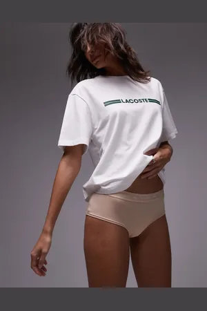 Lacoste – Slips in Beige mit Logo-Zierband