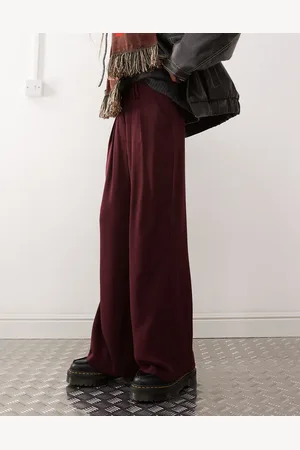 COLLUSION – Elegante Hose in Burgunderrot mit weitem Bein