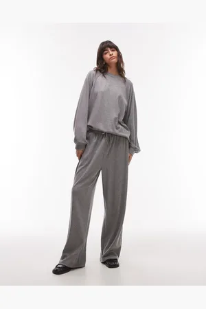 Topshop – Hochwertige, gerippte Jogginghose in mit weitem Bein