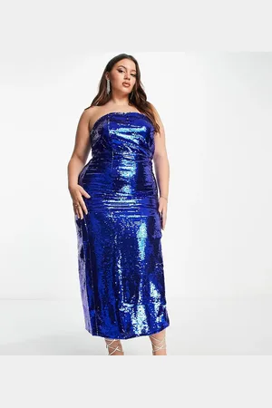 Collective The Label – Exclusive – Midaxikleid mit Beinschlitz und Paillettenverzierung in Kobaltblau