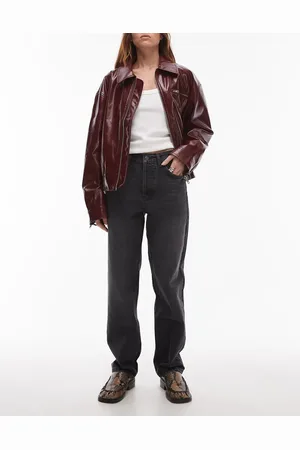 Topshop – Runway – Straight Jeans in verwaschenem mit mittelhohem Bund