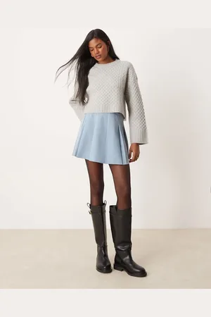 ASOS – Eleganter Mini-Faltenrock in Hellblau