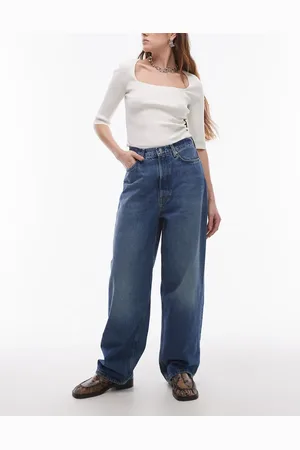 ARKET – Amber – Jeans in blauer Aged-Waschung mit abgerundetem Beinschnitt