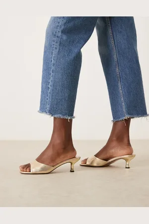 ASOS – Hyper – Mules in Gold mit Pfennig-Absatz
