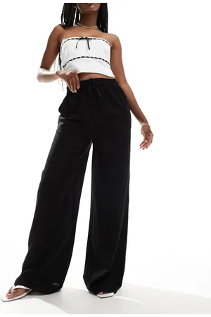 In The Style – Leinenmix-Hose in mit weitem Schnitt und Tunnelzug