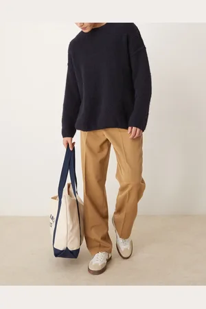 ASOS – Elegante Hose in staubigem Kamelbraun mit weitem Bein und Bundfalten
