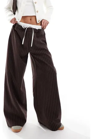 ASOS – Weit geschnittene Hose mit farblich abgesetztem Bund