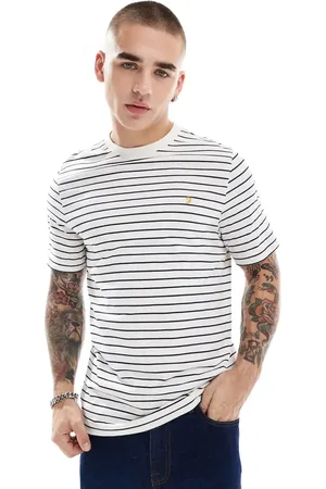 Farah – Oakland – Gestreiftes T-Shirt in und Marineblau
