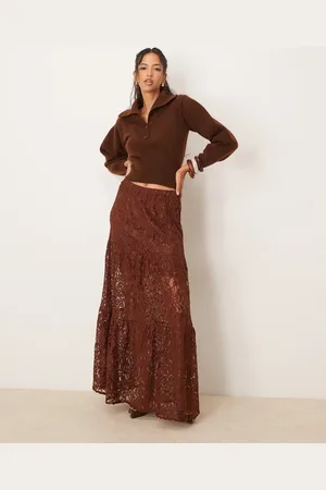 ASOS – Gestufter Maxirock aus Spitze in
