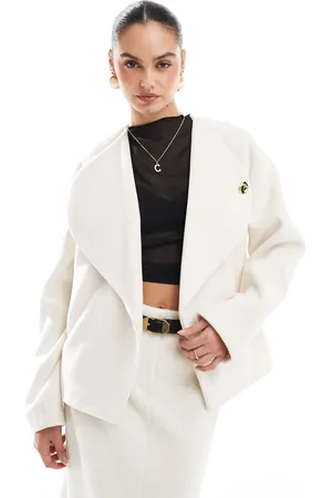 4th & Reckless – Jacke in Creme mit übergroßem Revers und goldenem Knopfdetail, Kombiteil