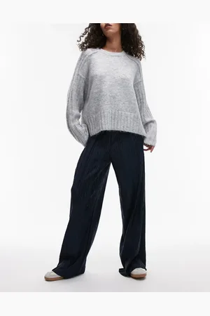 Topshop – Weit geschnittene Plissee-Hose in mit Knitterstruktur