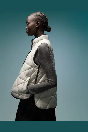 Bimba y Lola – Hochgeschlossene Steppweste in Steinbeige