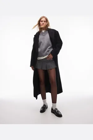 Topshop – Sehr kurzer Mini-Faltenrock in mit Fischgrätmuster