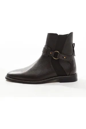 ASOS – Chelsea-Stiefel aus braunem Leder mit Riemen- und Schnallendetail