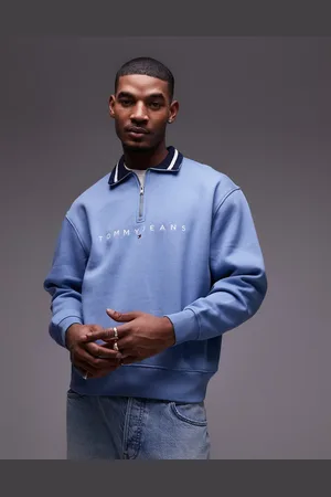 Tommy Hilfiger – Sweatshirt in verwaschenem mit geradlinigem Logo und kurzem Reißverschluss
