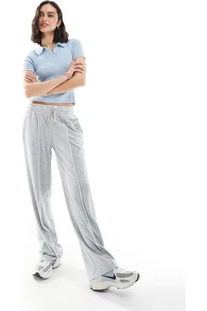 Stradivarius – Velours-Jogginghose in mit Ziernaht vorne
