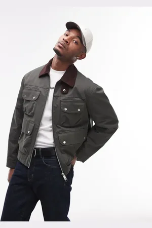 Topman – Jacke in mit Wachsoptik und Kragen aus Cord