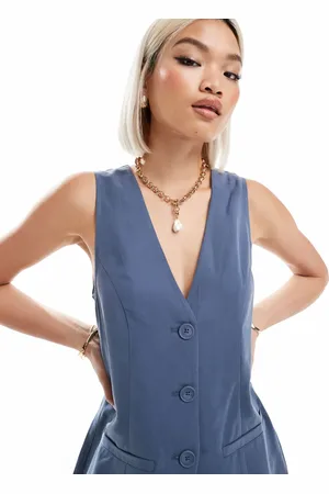 ASOS – Longline-Weste in verwaschenem Blau, Kombiteil