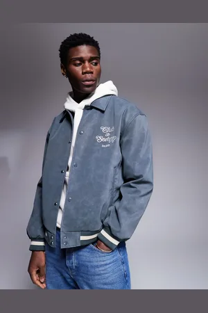 ASOS – College-Jacke aus Wildlederimitat in mit Oversize-Passform
