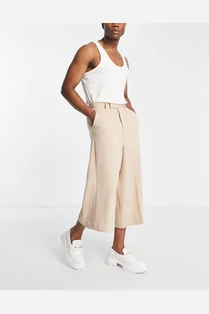 ASOS – Elegante, extrem weit geschnittene und plissierte Culotte-Hose in Stein