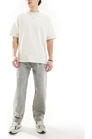 Pull&Bear – Weit geschnittene Jacquard-Jeans in verwaschenem