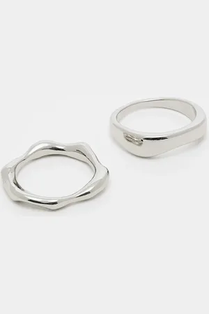 ASOS – 2er-Pack Ringe im Silberton im geschmolzenem Design