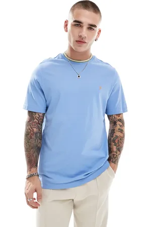 Farah – Alvin – T-Shirt in Hellblau mit Streifenverzierung