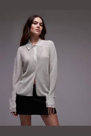 MANGO – Strickjacke in Silber