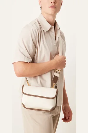 ASOS – Umhängetasche aus Canvas in Ecru und Braun