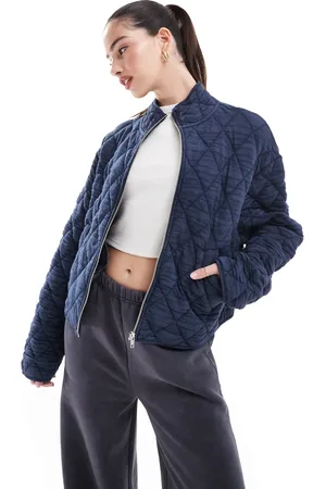 ASOS – Steppjacke in verwaschenem Blau mit durchgehendem Reißverschluss