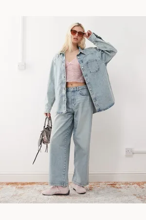 Reclaimed – Weit geschnittene Baggy-Denim-Jeans in verwaschenem , Kombiteil