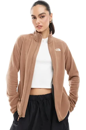 The North Face – 100 Glacier – Fleece-Jacke in Milchkaffeebraun mit Reißverschluss
